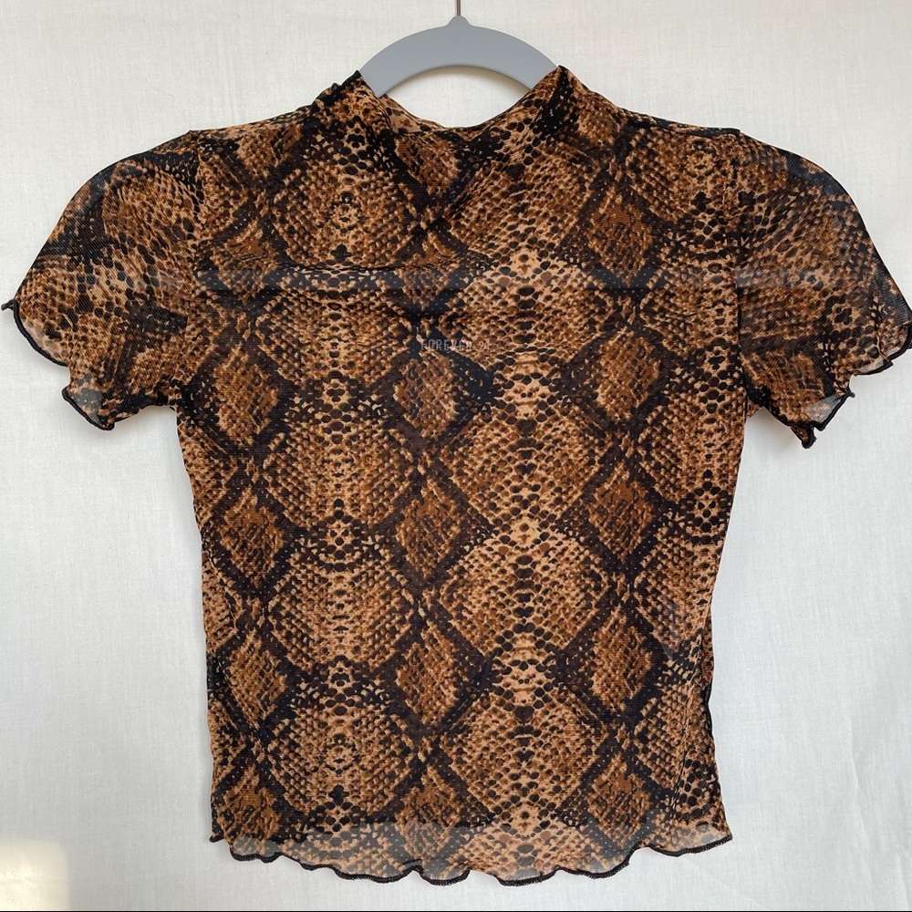 Snakeskin Brown Mesh Top